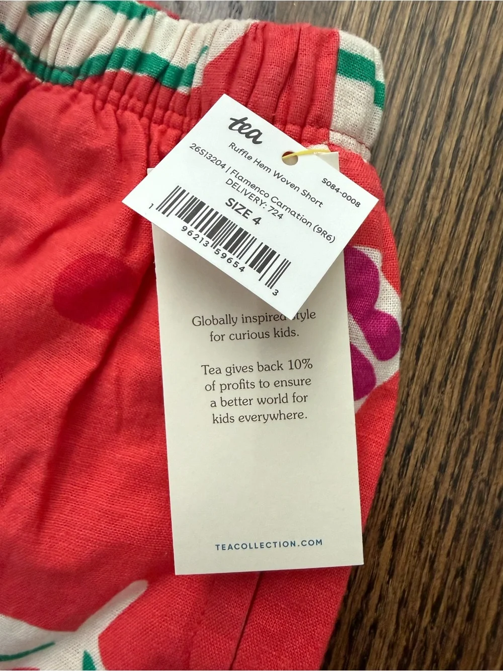 NWT Tea Collection Coral Floral High-Waist Girls' Shorts - Picture 3 of 3
